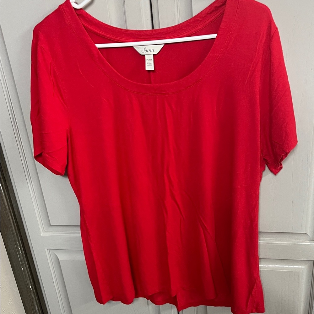 Soma Scoop Neck Short Sleeve Top - Red